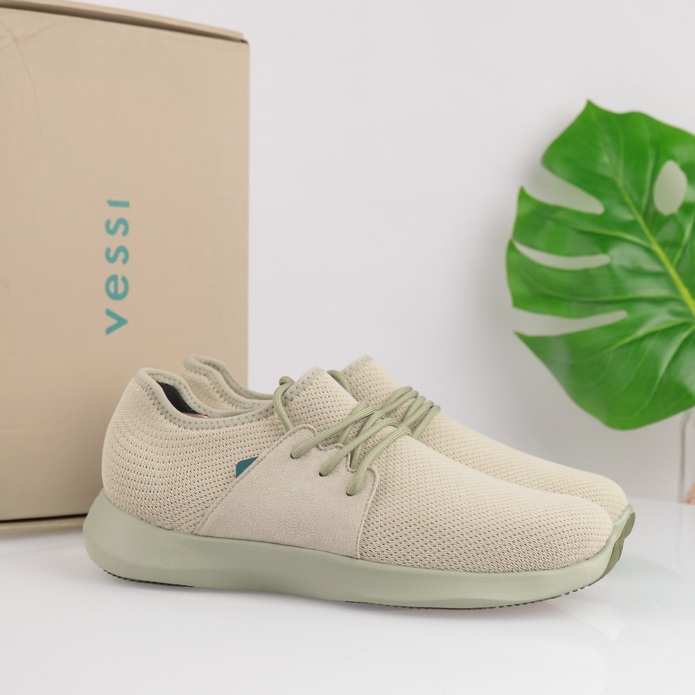 Vessi Mens Everyday Classic Sneaker Size 10 Waterproof Safari Green Lace Up Shoe